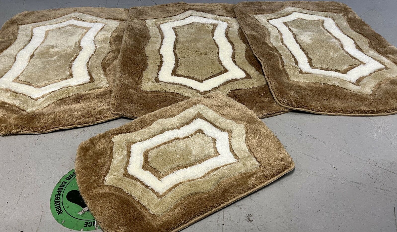 Lot 4 Tapis Gitans Lavables Motifs De Luxe – Marron/Beige, Antidérapants