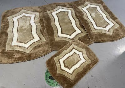 XX ROMANY GYPSY WASHABLE GERMAN MATS BROWN-BEIGE MATS THICK SET OF 4 RUGS XX