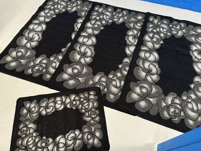 XX ROMANY GYPSY WASHABLES 66x120CM SET OF 4 MATS SILVER/GREY NON SLIP GYPSY MATS