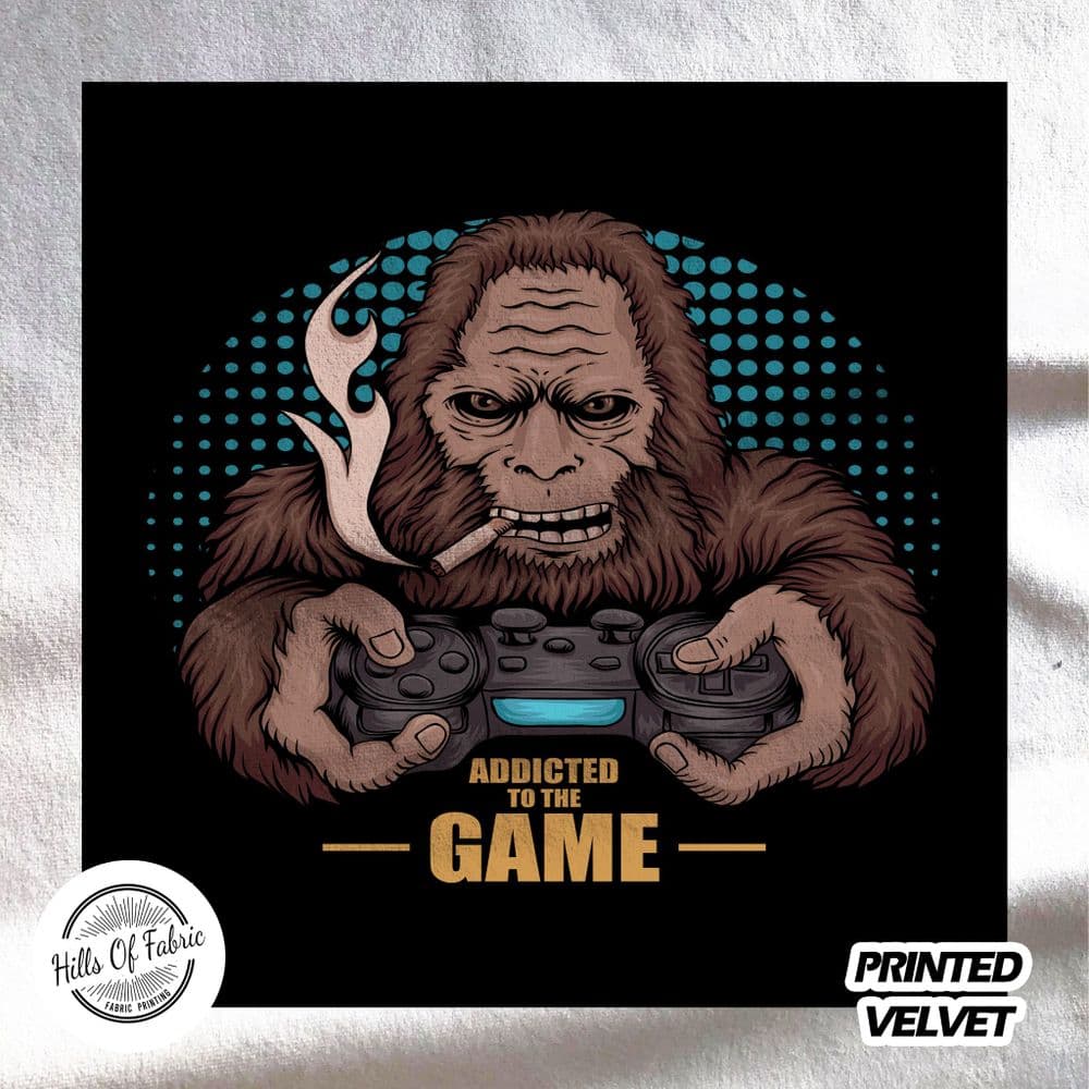 Addicted to the game Monkey Gorilla printed fabric pannel