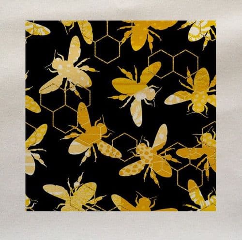 Yellow Insect Patterns Black Yellow Bee Flying Insect Pattern Fabric Panel