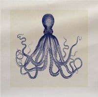 Blue Octopus Sea Fabric Panel