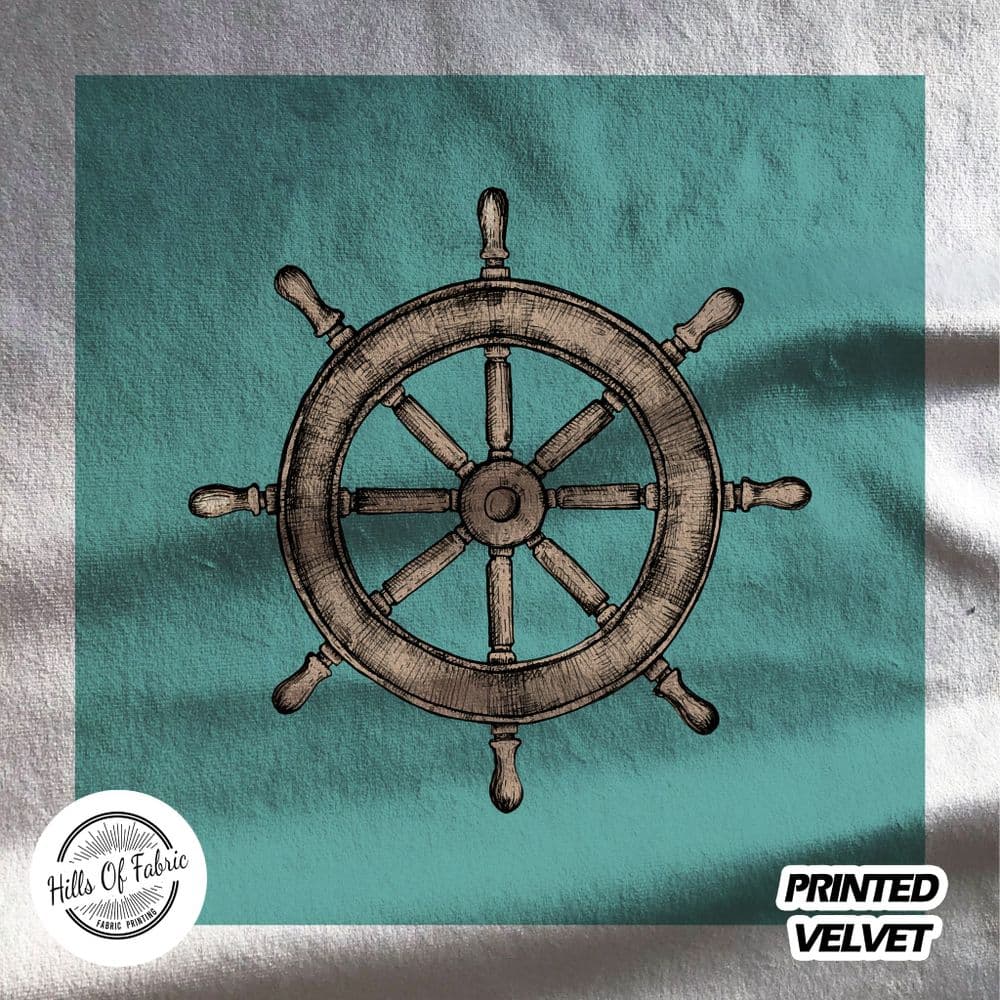 Boat Ship Wheel Printed Fabric Panel