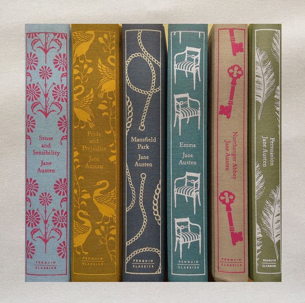 Jane Austen Book Spines Fabric Panel