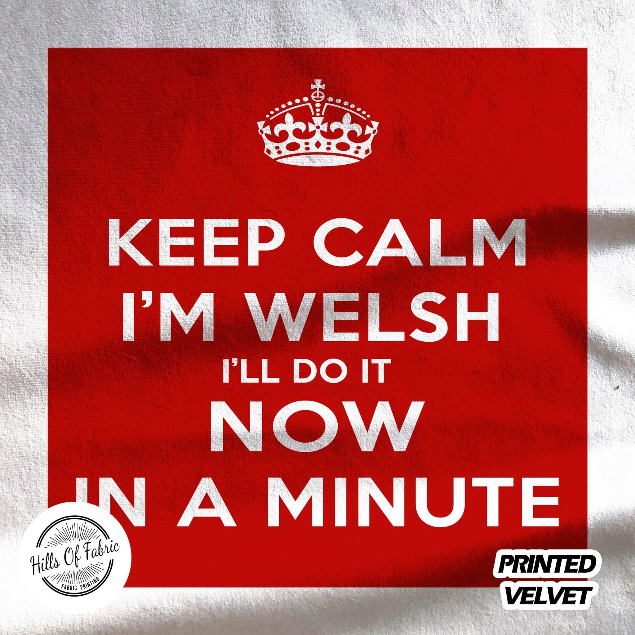 Welsh Keeps keep calm welsh design printed fabric pannel