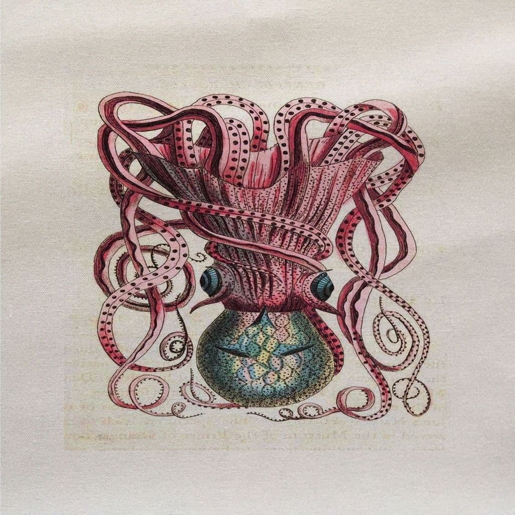 Octopus Illustration Front Pink - Fabric Panel