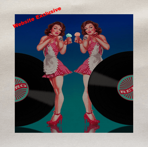 Retro Pin Up Record Disc Ice Cream Printed Fabric Panel
