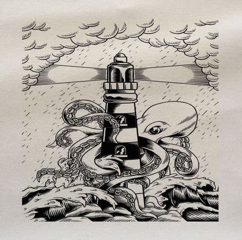 Octopus Fa Ric Panel Sea Octopus Kraken Lighthouse Ocean Fabric Panel
