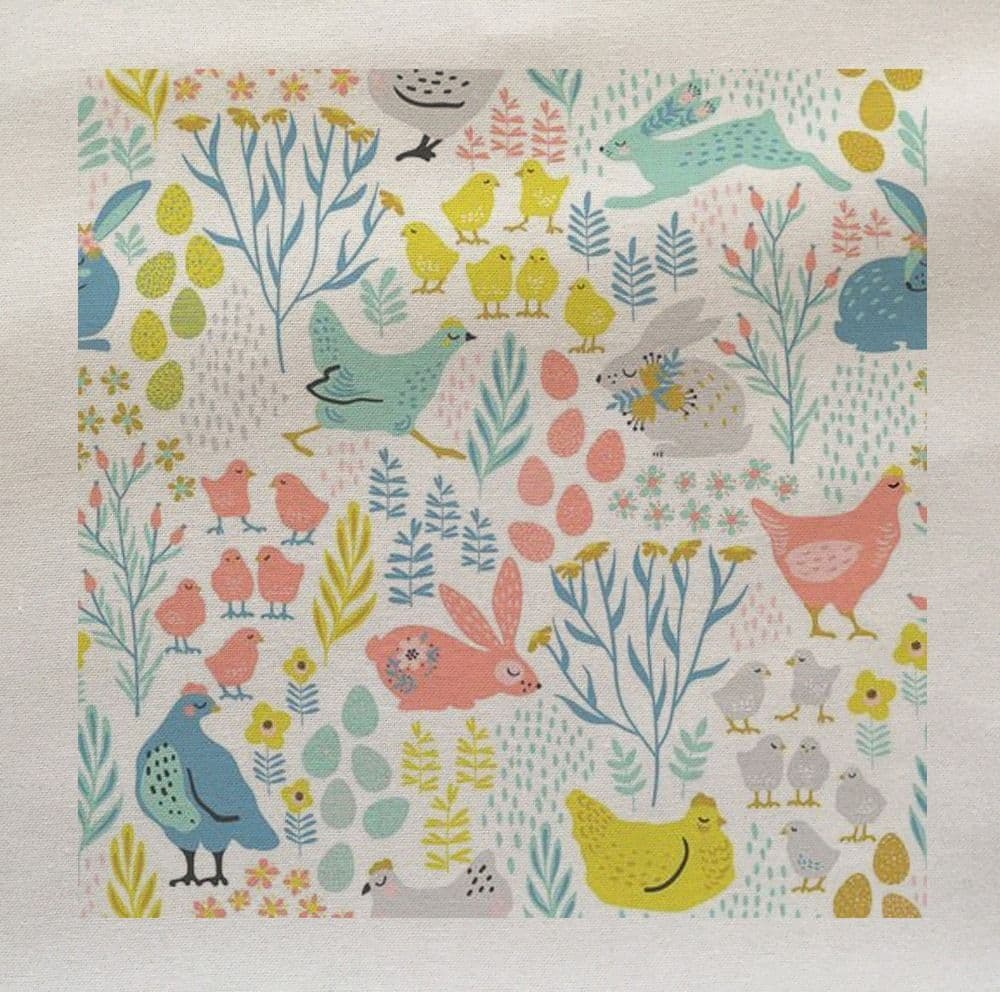 Spring Fabric Panel Patterns Spring Chicken Bunny Rabbit Flowers Printed Fabric Panel