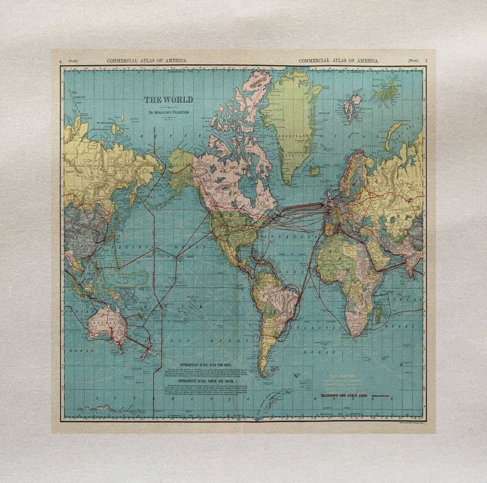 World Map Atlas Fabric Panel Map Atlases Fabric Mod
