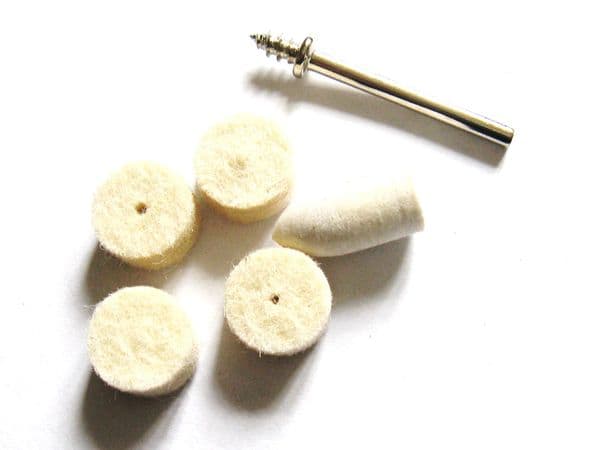 6pc mini hard felt polishing wheels with 3.1mm mandrel