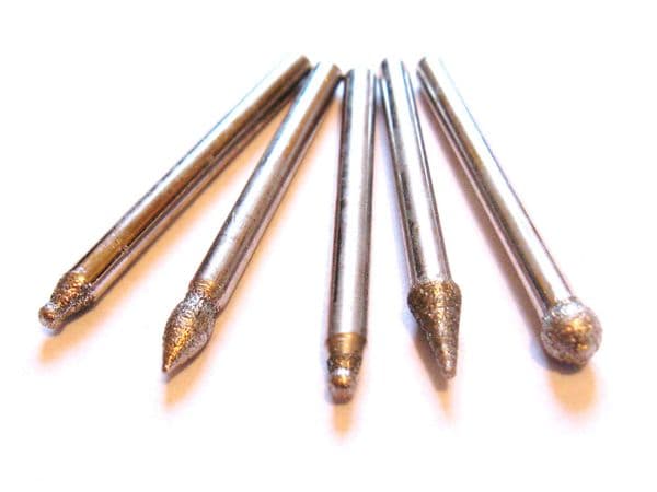 Diamond engraving burr set 5pc mini burs 3.1mm shanks