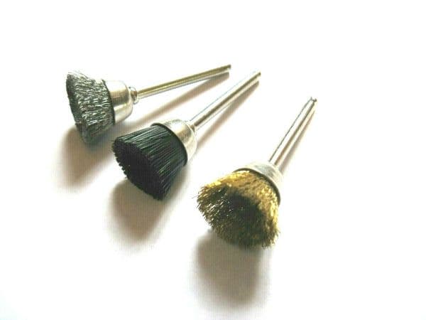 Dremel cup brushes nylon steel brass mini rotary brush 3.17mm shanks