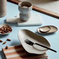 Broste Copenhagen 'Limfjord' Stoneware Plate Light Grey 14.8cm x 24cm
