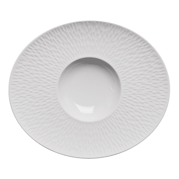 Degrenne Boreal Satin White Porcelain Oval Bowl Wide Rim 32cm