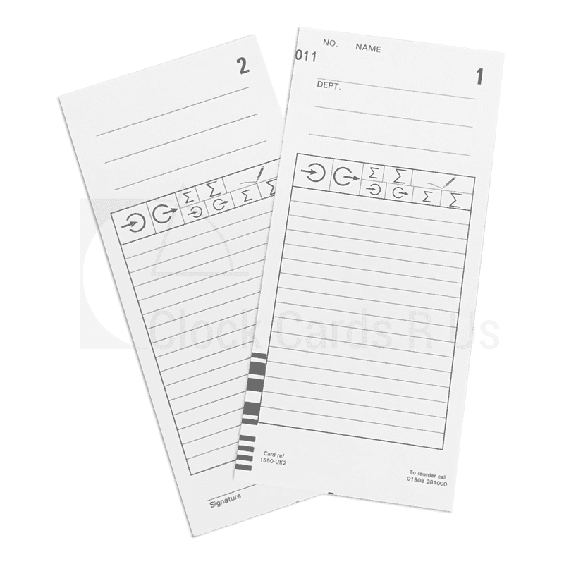 1550-UK2 Time Clock Cards PK100