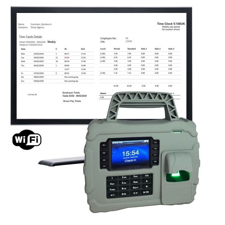 Clocking In Machine for Construction sites | Biometric Fingerprint | Portable | Rugged