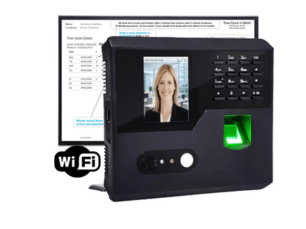 GeoFace G100 Wifi ‘Pro’ Biometric Face, Finger, PIN Clocking in Machine