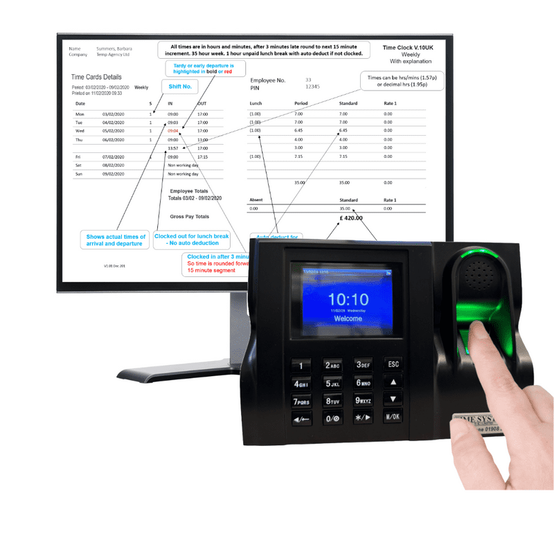 Clocking In Machine | Biometric Fingerprint | GeoTime 10+