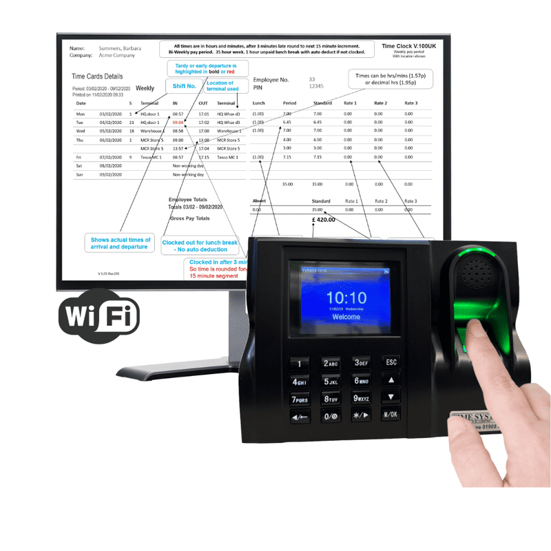 Clocking In Machine | Biometric Finger Print | GeoTime 100 Wifi