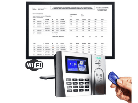 ProxTime 100 Wifi | Proximity RFID tag clocking in machine including 15 tags