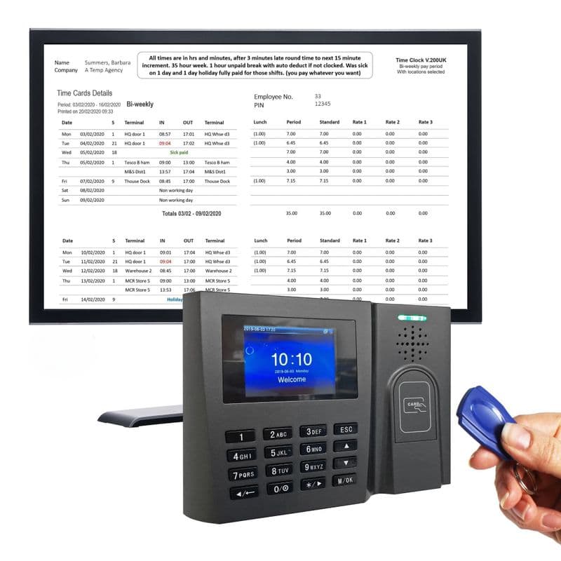 Clocking In Machine | Proximity badge RFID tag | ProxTime 200
