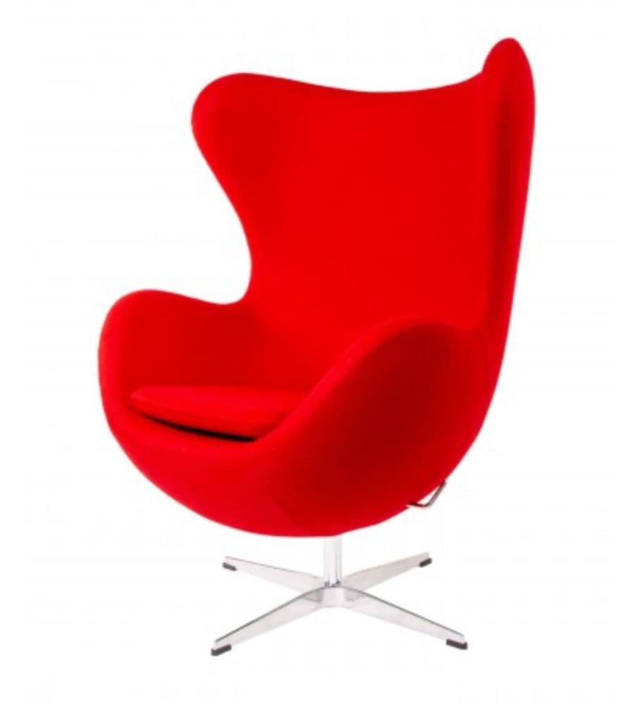 Jacobsen Inspired Cashmere Egg Chair Red