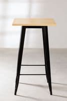 Tolix Square High Table (60x60) - Black And Natural Wood