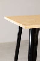 Tolix Square High Table (60x60) - Black And Natural Wood