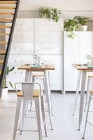 Tolix Square High Table (60x60) - Black And Natural Wood