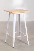Tolix Square High Table (60x60) - White And Natural Wood