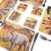 Africa Animals Placemat and Coaster Set