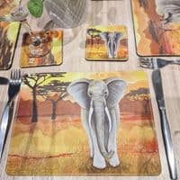 Africa Animals Placemat and Coaster Set