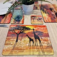 Africa Silhouette Animal Placemat and Coaster Set
