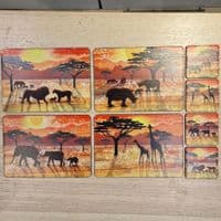 Africa Silhouette Animal Placemat and Coaster Set