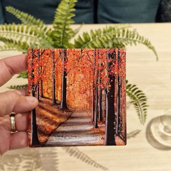 Autumn Ceramic Coaster - Woodland Walk