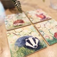 Badger Ceramic Coaster - Woodland Wildlife
