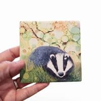 Badger Ceramic Coaster - Woodland Wildlife