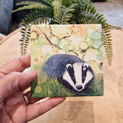 Badger Ceramic Coaster - Woodland Wildlife