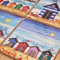 BDBD  x 4 Beach Huts Coaster