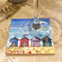 BDBD  x 4 Beach Huts Coaster