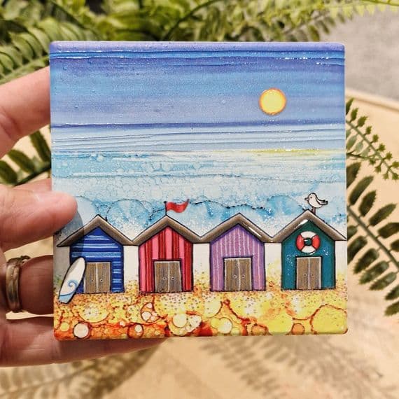 BDBD  x 4 Beach Huts Coaster