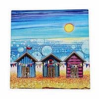 Beach Hut Bunting Ceramic Trivet