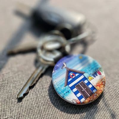 Beach Hut Keyring