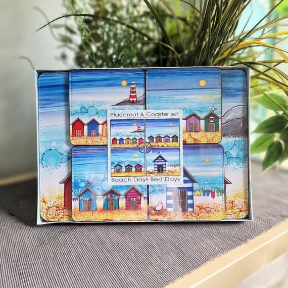 Beach Hut Placemat and Coaster Set (BDBD)