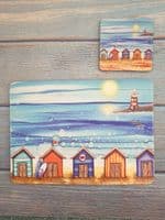 Beach Hut Sea Placemat and Coaster Set (BTS)