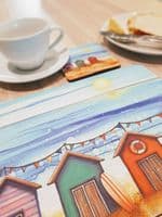 Beach Hut Sea Placemat and Coaster Set (BTS)