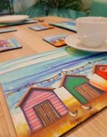 Beach Hut Sea Placemat and Coaster Set (BTS)