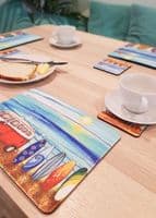 Beach Hut Sea Placemat and Coaster Set (BTS)