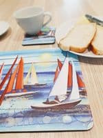Beach Hut Sea Placemat and Coaster Set (BTS)